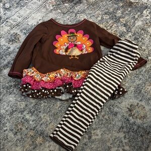 Brown Turkey Outfit with Striped Leggings